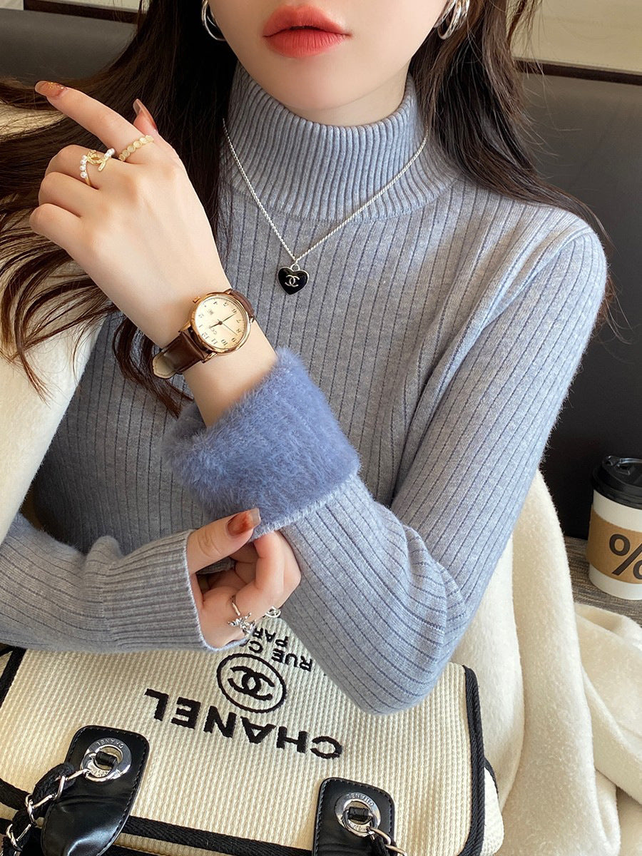 Velvet Padded Sweater Women's Autumn And Winter Knitted