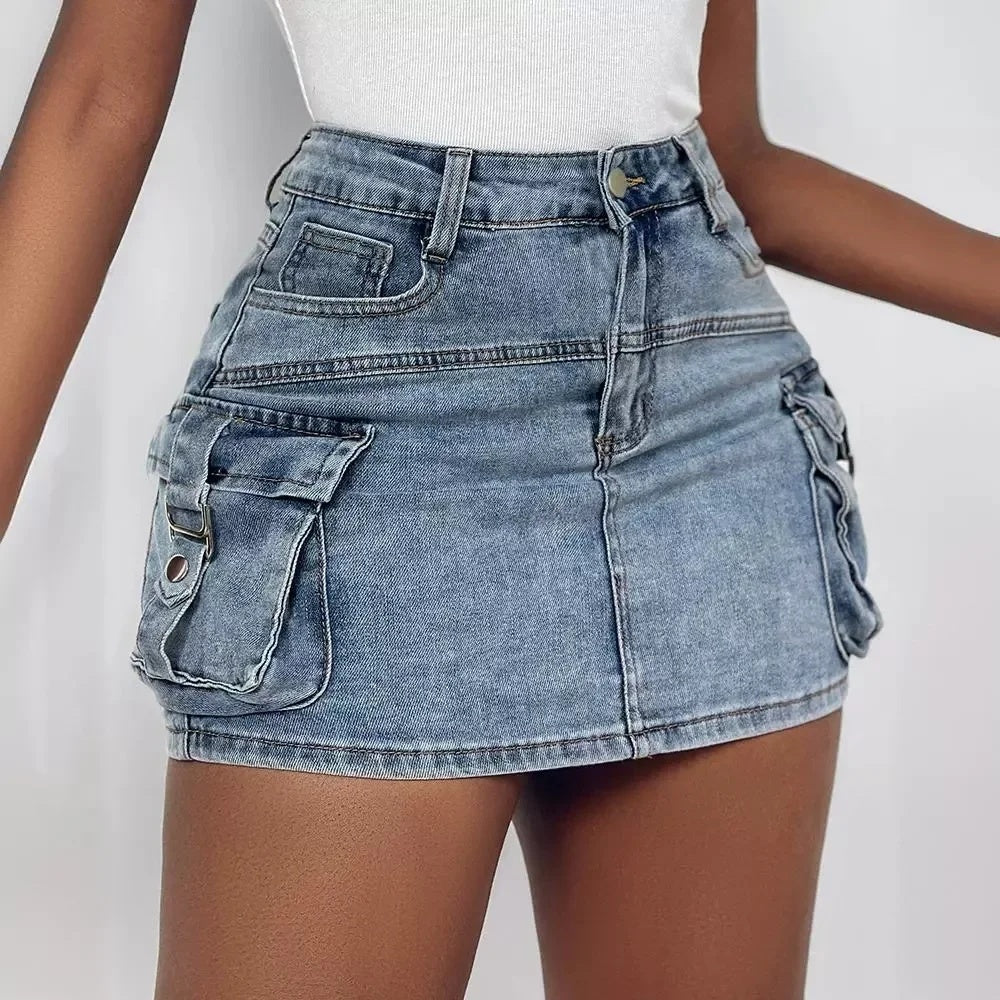 American Style Women's Overalls Pocket Skirt