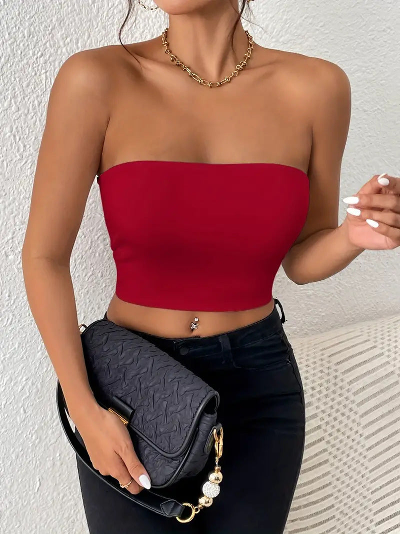 Sexy Navel Tube Top Strap Vest Outer Wear Tank-top