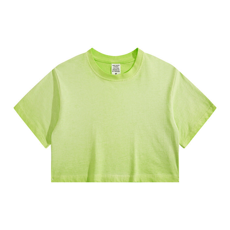 Distressed Colorful Frayed Cropped T-shirt