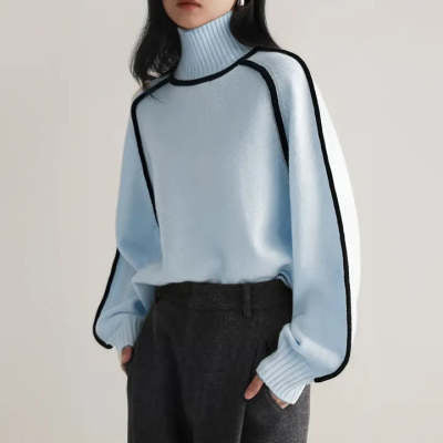 Autumn Half Turtleneck Sweater Fashion Knit Top Outerwear