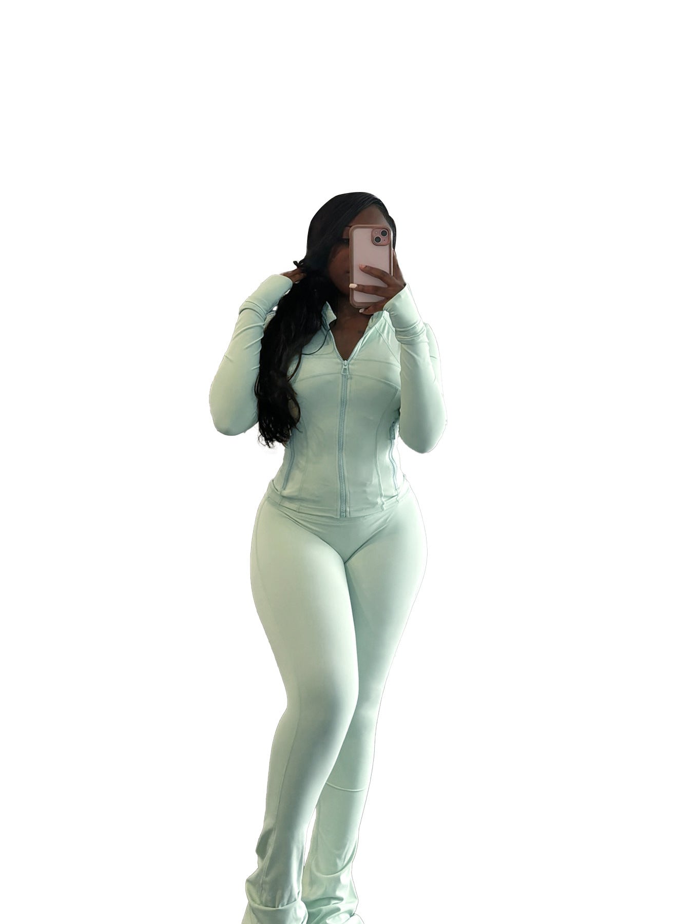 Women's Tight Long Sleeve Slightly Flared Two-piece Suit