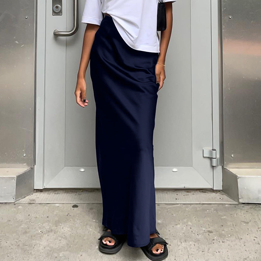Women's Fashion Casual Satin Silk Skirt