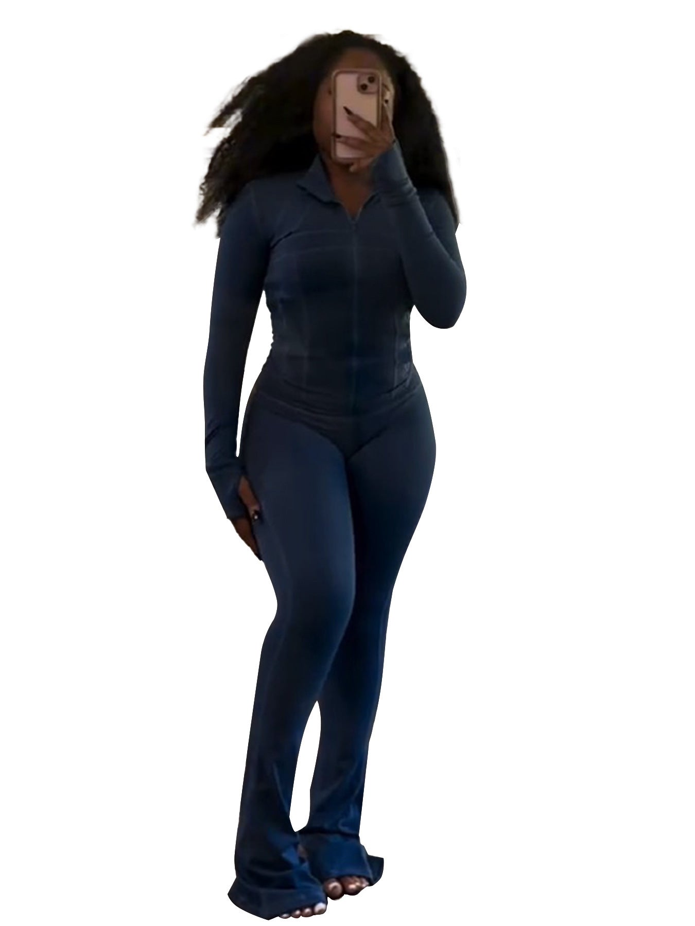 Women's Tight Long Sleeve Slightly Flared Two-piece Suit
