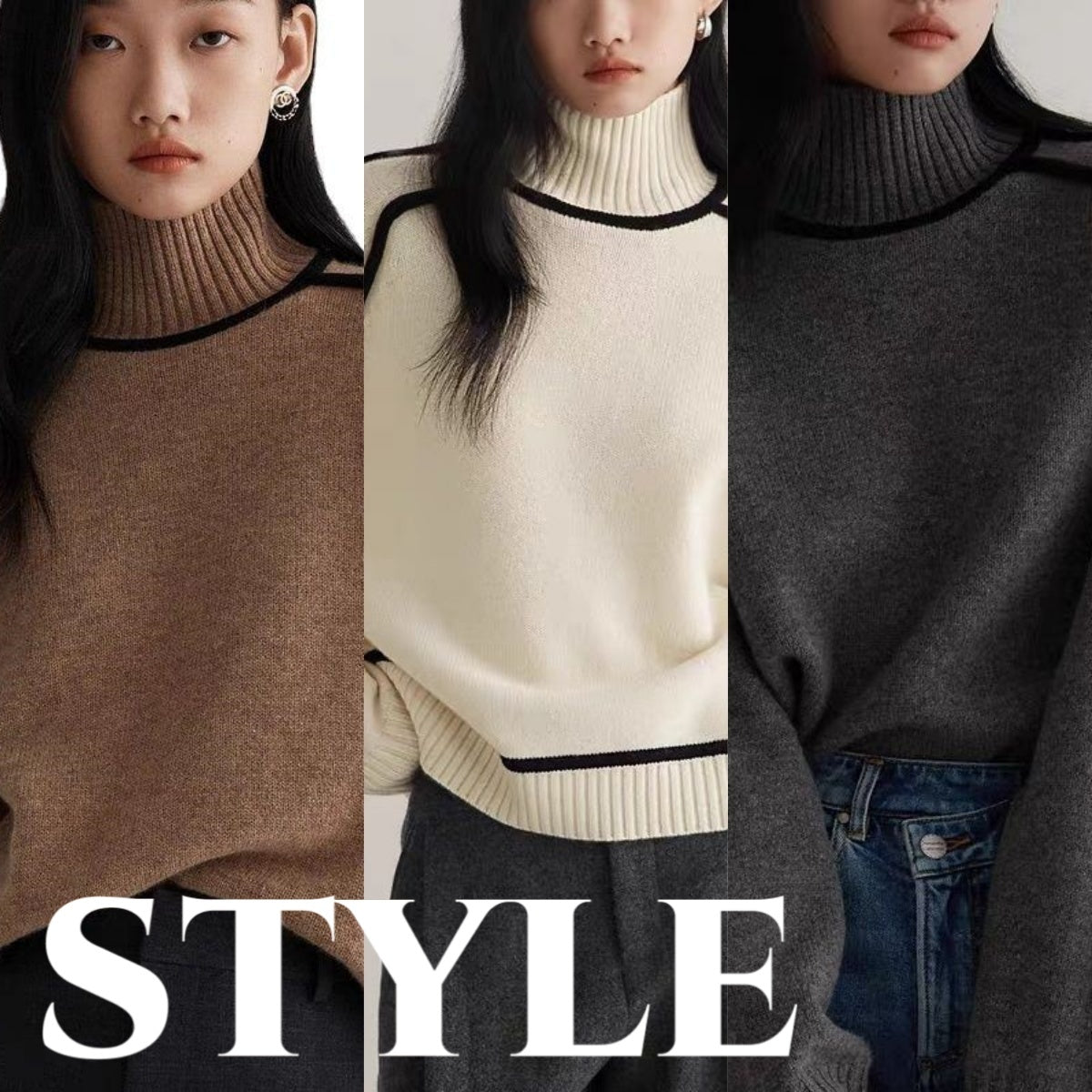 Autumn Half Turtleneck Sweater Fashion Knit Top Outerwear