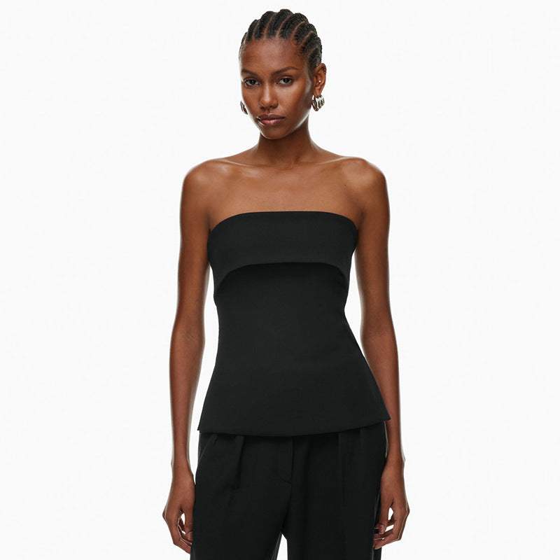 Tube Top Backless Slim Fit Slit T-shirt Top