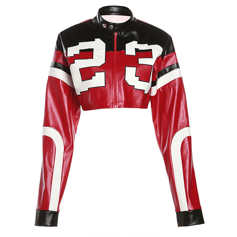 Personalized Street Shot Digital Letter Printing Cardigan Zipper Slim-fit Coat For Women