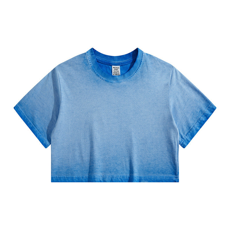 Distressed Colorful Frayed Cropped T-shirt