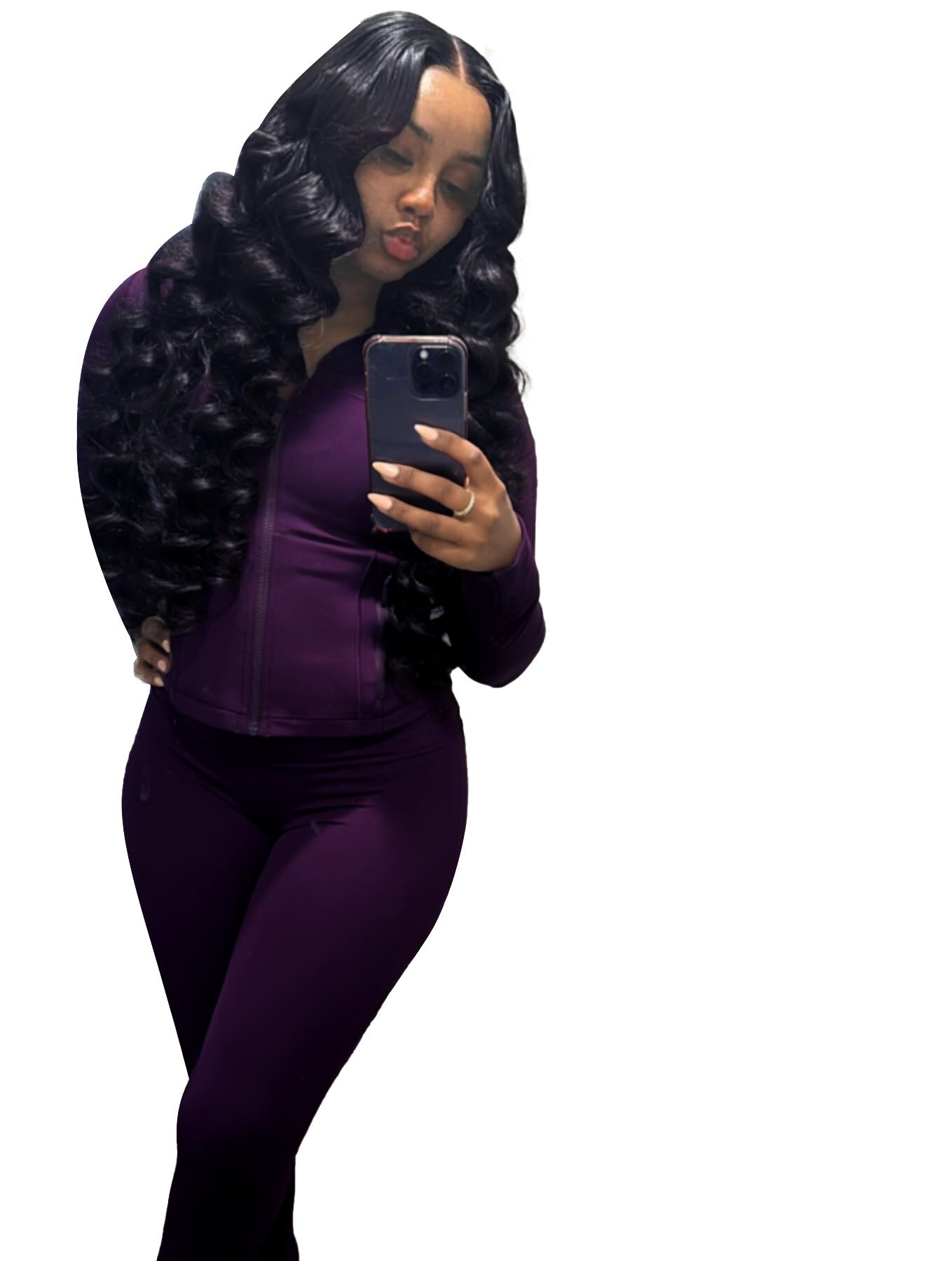 Women's Tight Long Sleeve Slightly Flared Two-piece Suit