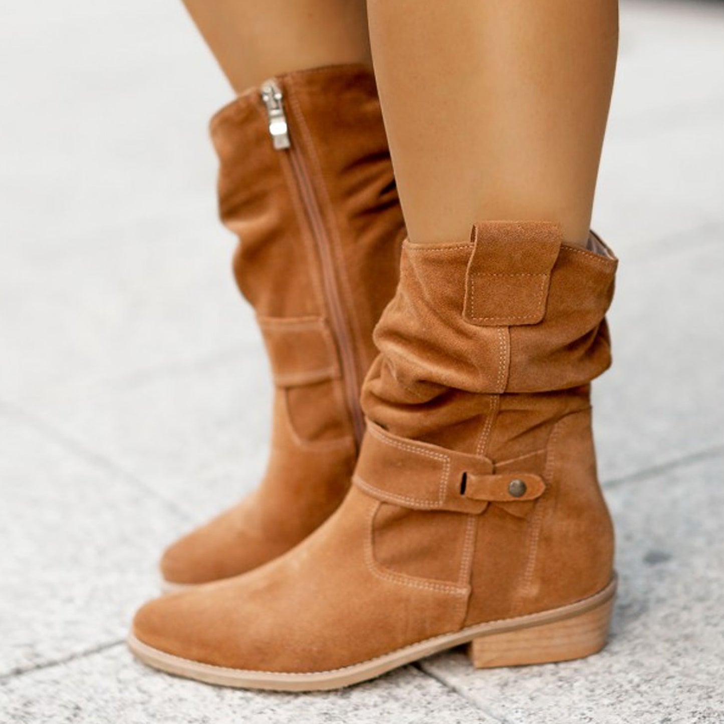 Women's Pointed Toe Suede Zipper Fashion Boots