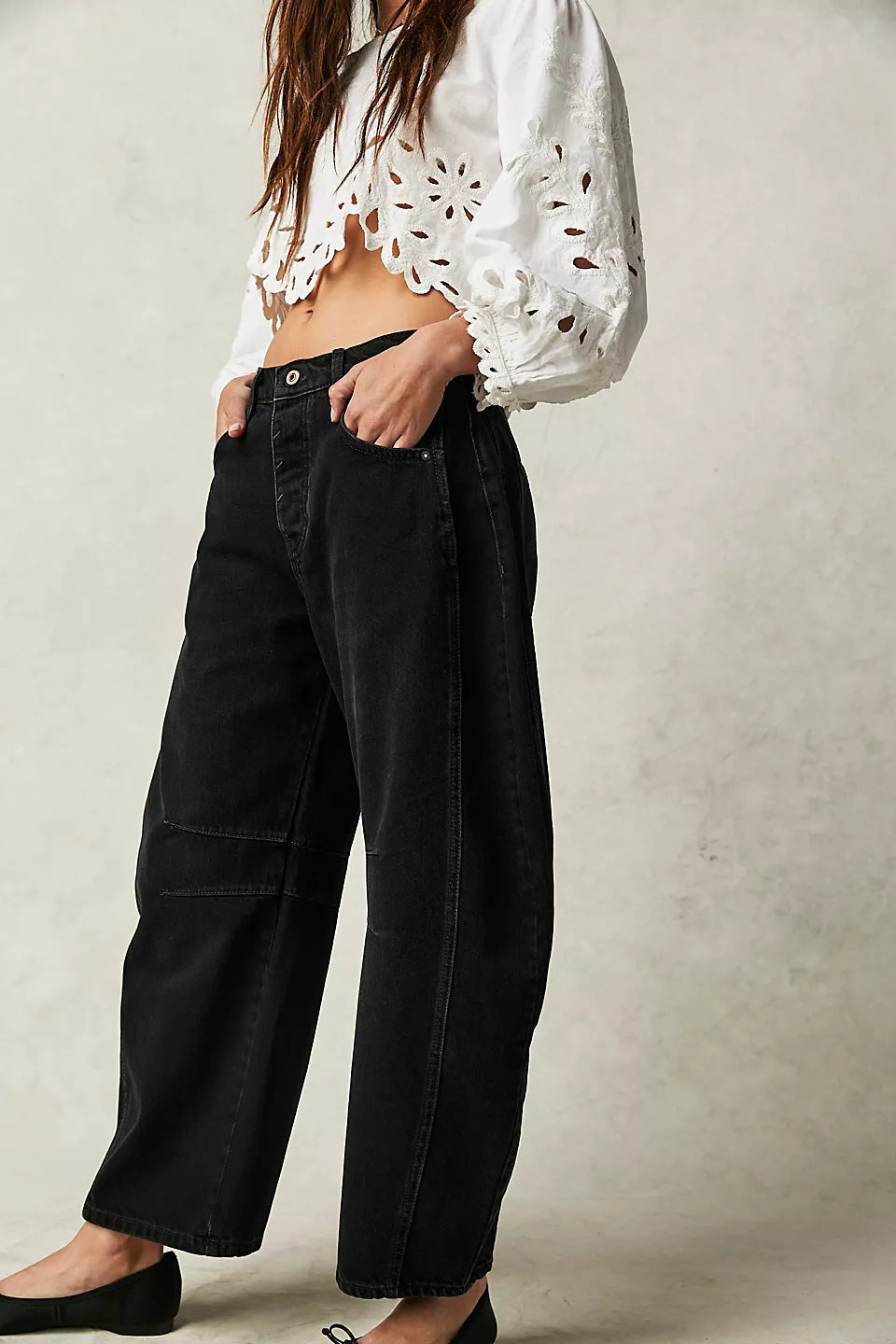 Women Casual Baggy Mid Waist Denim Jeans