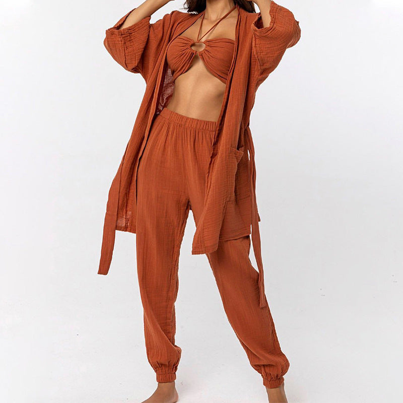 Women's Long-sleeved Coat Trousers Suit