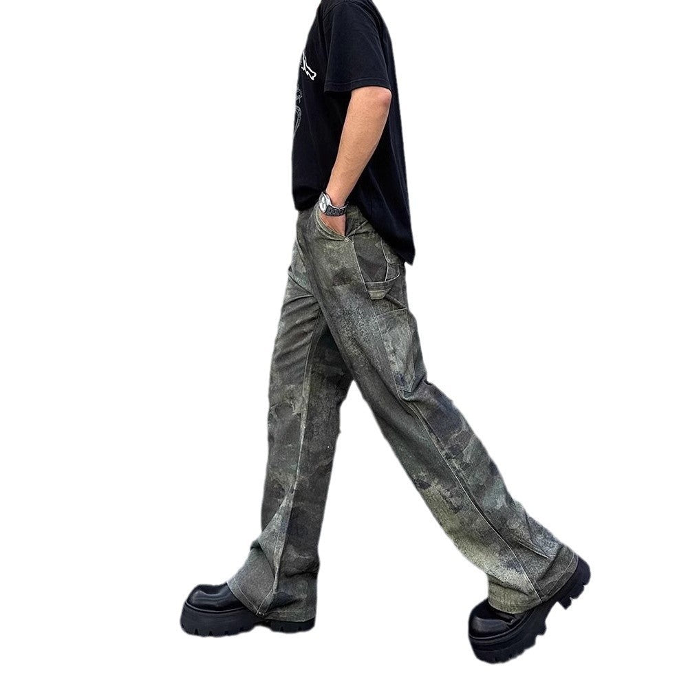 Retro Digital Direct Injection Camouflage Jeans Men's Fashion