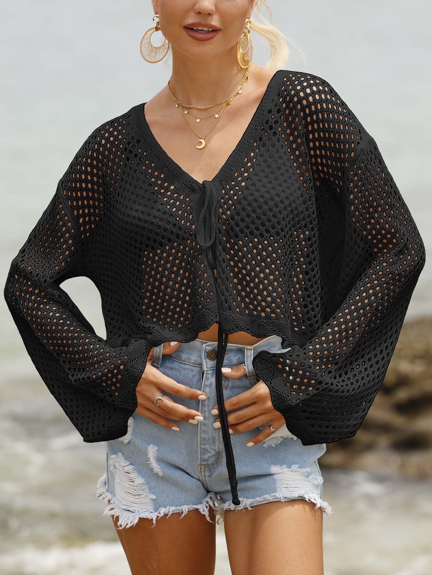 Women's Lace-up Cardigan
