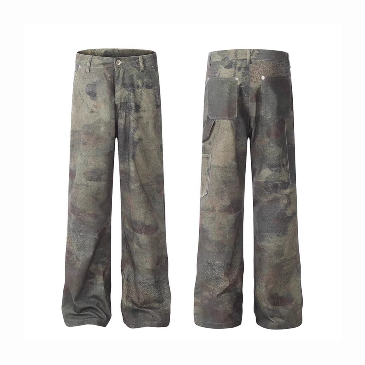 Retro Digital Direct Injection Camouflage Jeans Men's Fashion
