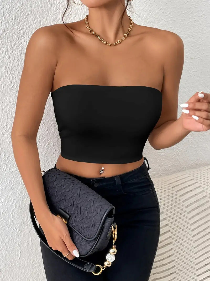 Sexy Navel Tube Top Strap Vest Outer Wear Tank-top