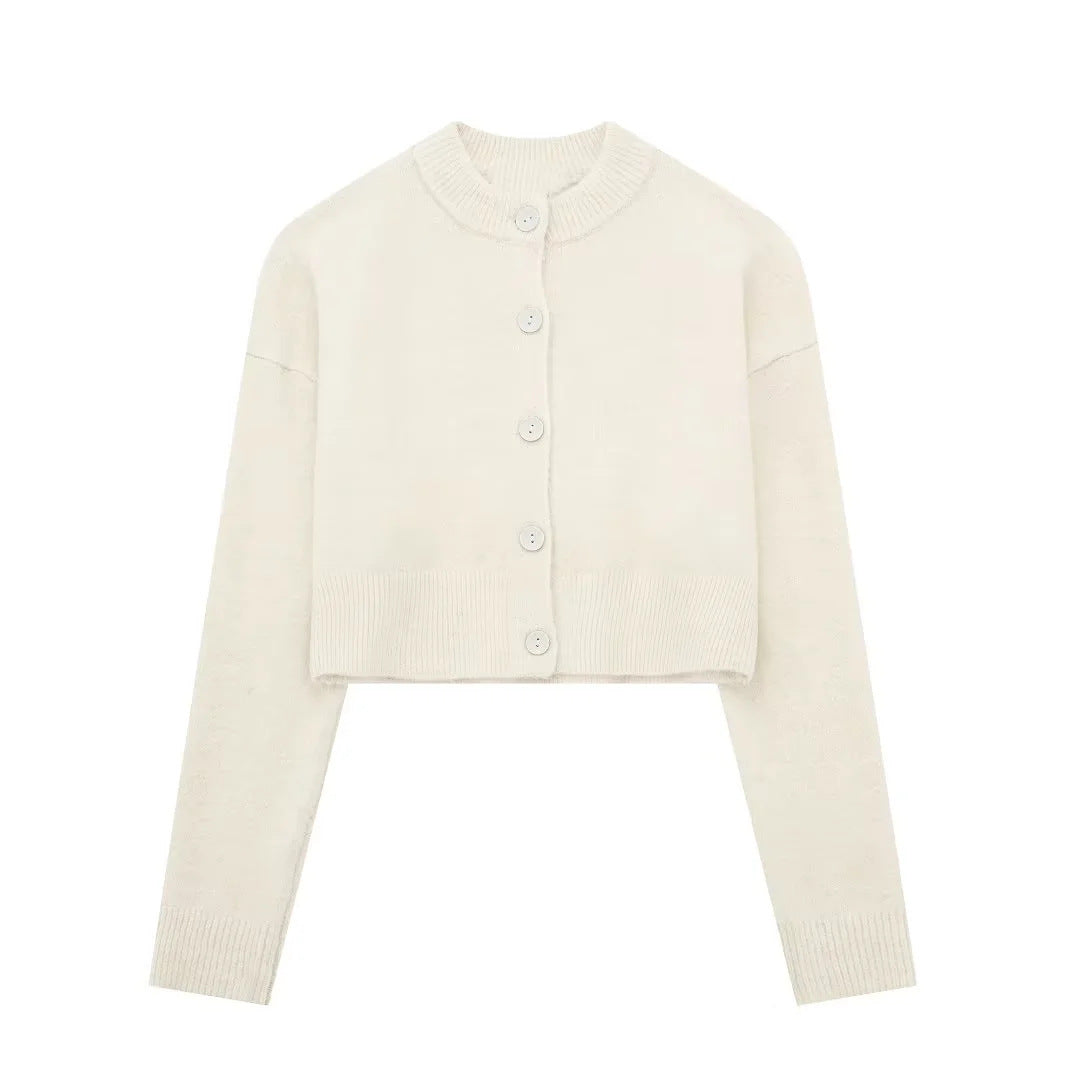 Women's Fashion Temperament Decorated Row Button Knitted Cardigan Coat Sweater