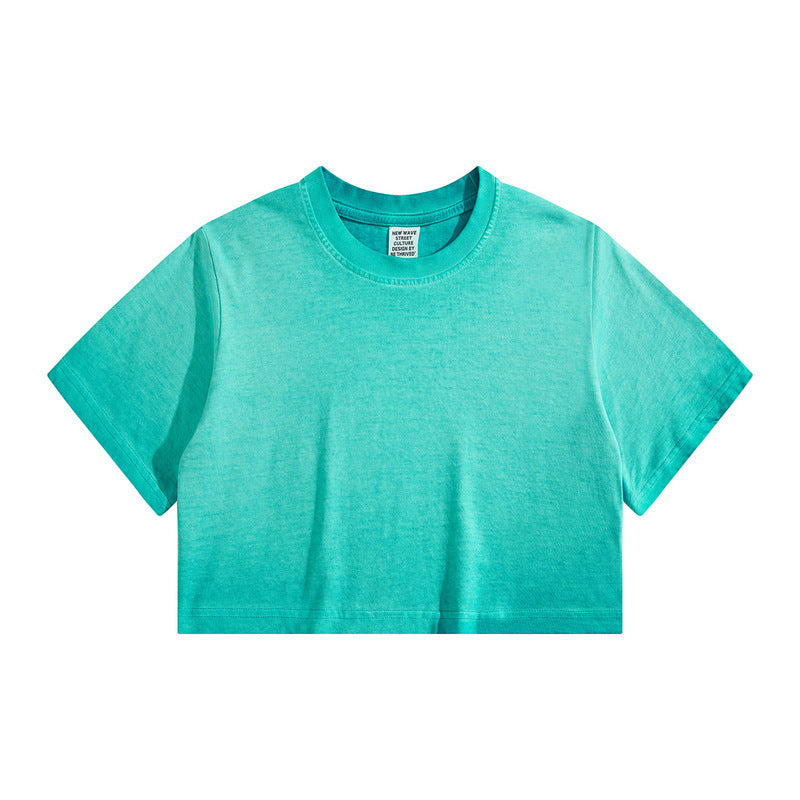 Distressed Colorful Frayed Cropped T-shirt