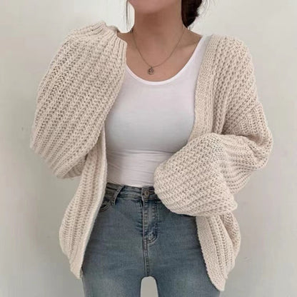 Solid Color Knitted Cardigan Sweater