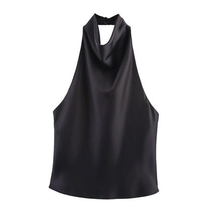 Silk Satin Texture Halter Dress