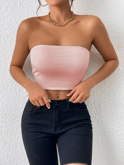 Sexy Navel Tube Top Strap Vest Outer Wear Tank-top