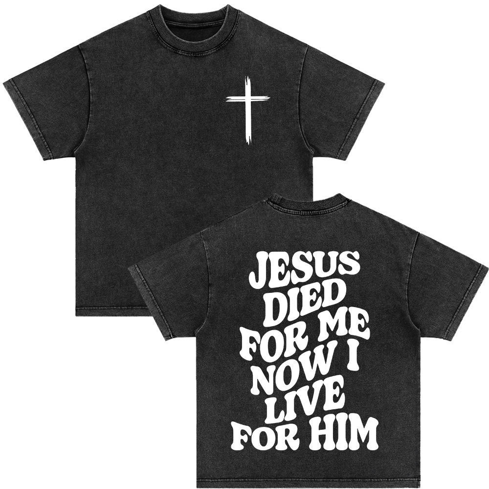 Retro Christ print Short-sleeved Shirt