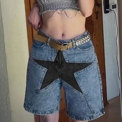 Five-pointed Star Patch Denim Pants
