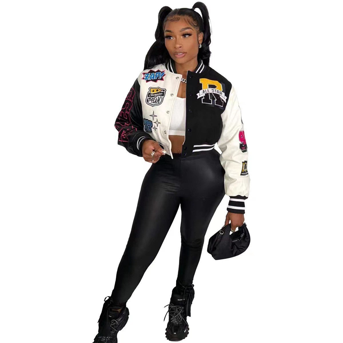 Press Button Fashion Printed Double Layer Jacket