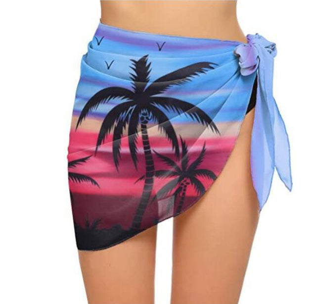 Women's Short Swimsuit Blouse Triangle Scarf