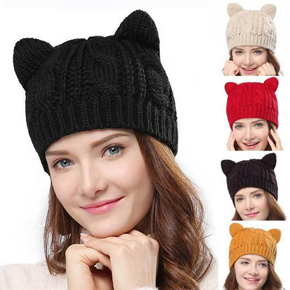 Cute Knitted Cat Ear Beanie For Winter