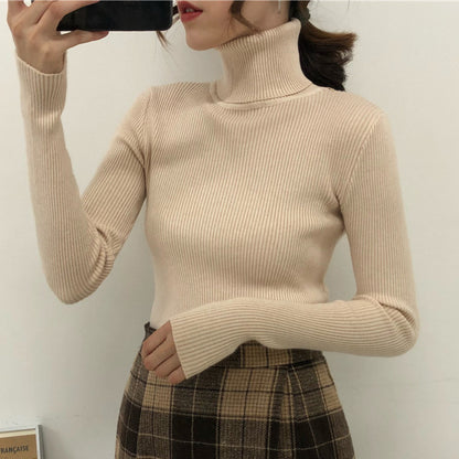 High neck long sleeve knit top