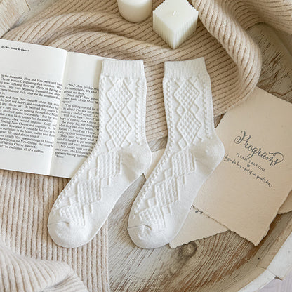 Solid Color Fashion Warm Classic Pattern Wool Socks