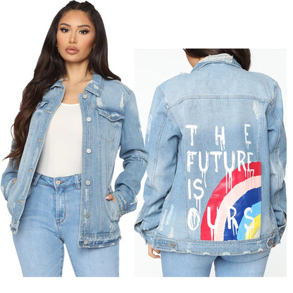Womens Denim Graphic Jacket
