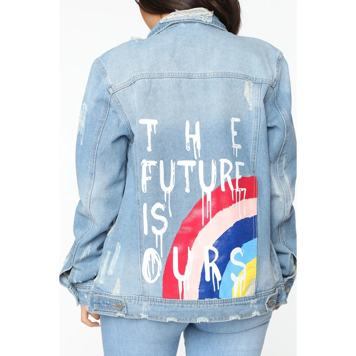 Womens Denim Graphic Jacket