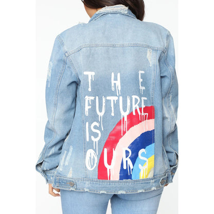 Womens Denim Graphic Jacket