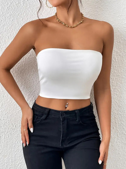 Sexy Navel Tube Top Strap Vest Outer Wear Tank-top