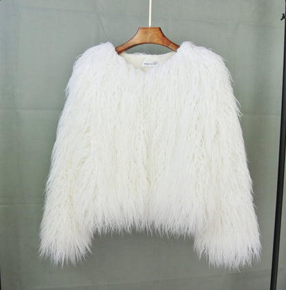 Furry Faux Fur Coat Plus Size Womens