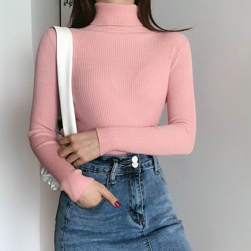 High neck long sleeve knit top
