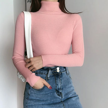 High neck long sleeve knit top