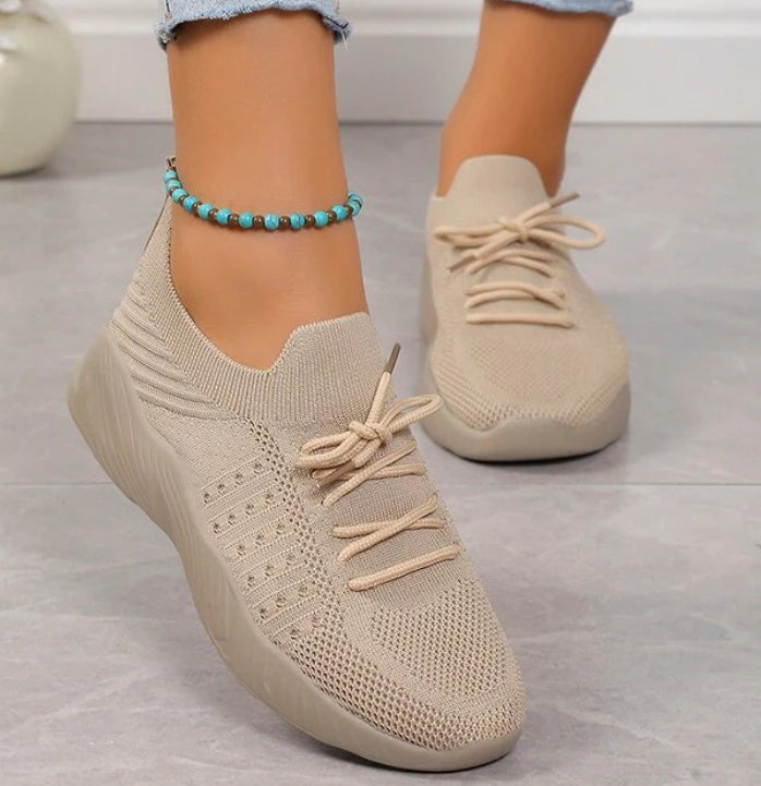 Platform Solid Color Lace-Up  Shoes