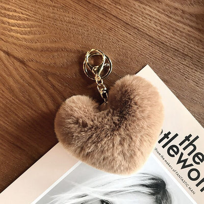 Love Rabbit Fur Plush Pendant  Keychain