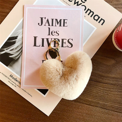 Love Rabbit Fur Plush Pendant  Keychain
