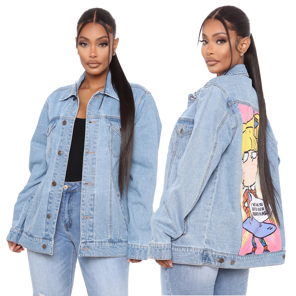 Womens Denim Graphic Jacket