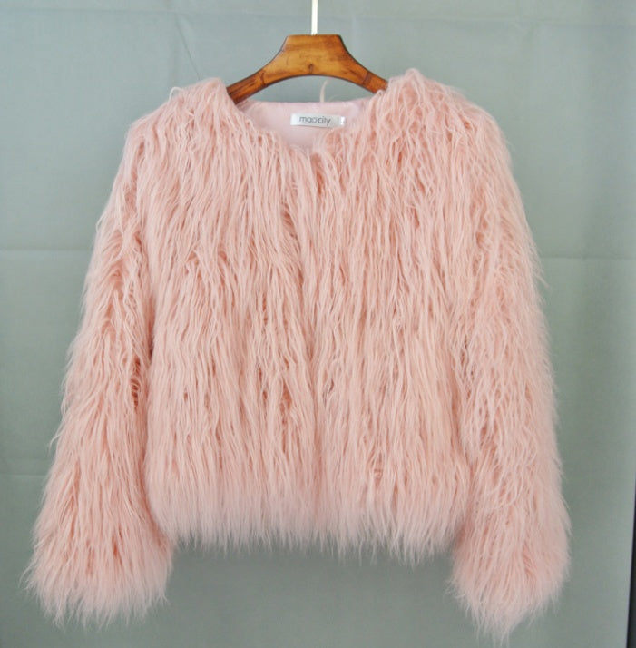 Furry Faux Fur Coat Plus Size Womens