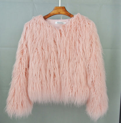 Furry Faux Fur Coat Plus Size Womens
