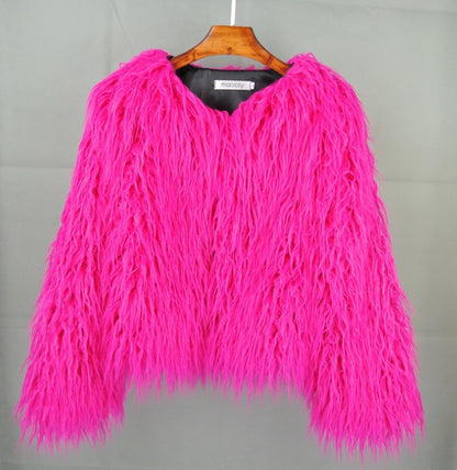 Furry Faux Fur Coat Plus Size Womens