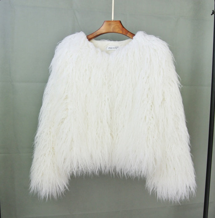 Furry Faux Fur Coat Plus Size Womens