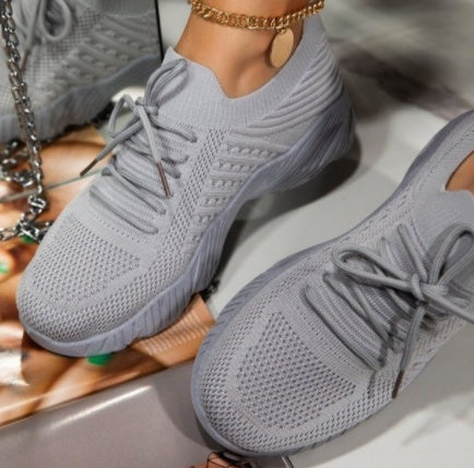 Platform Solid Color Lace-Up  Shoes