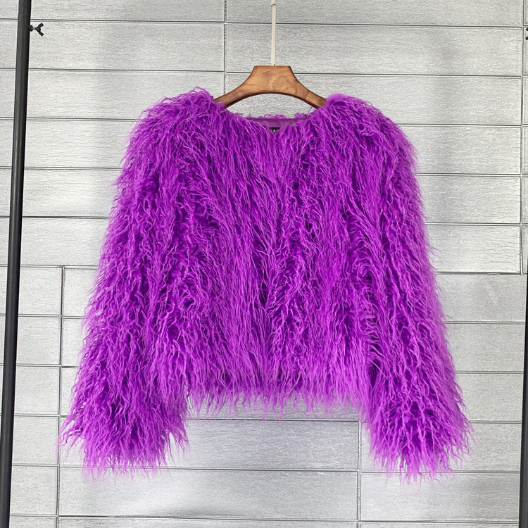 Furry Faux Fur Coat Plus Size Womens