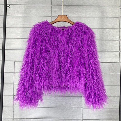 Furry Faux Fur Coat Plus Size Womens